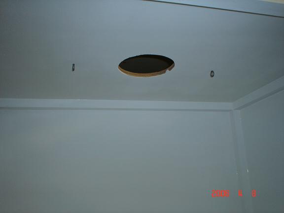 hole for the fan and the rings for the light to hang on