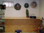 i had to come up with a way to hide it from the family, this is my new craft table. 